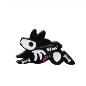 Skeleton Bunny with Carrot Halloween Pin Brooch
